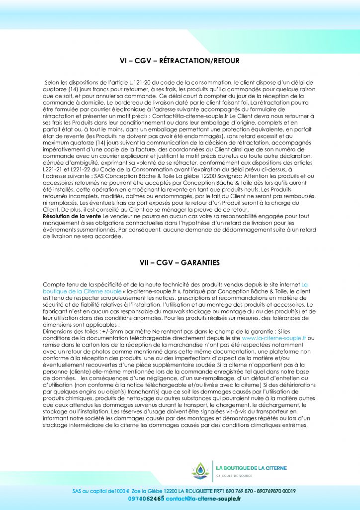 CGV - Conditions générales de ventes. Page 5