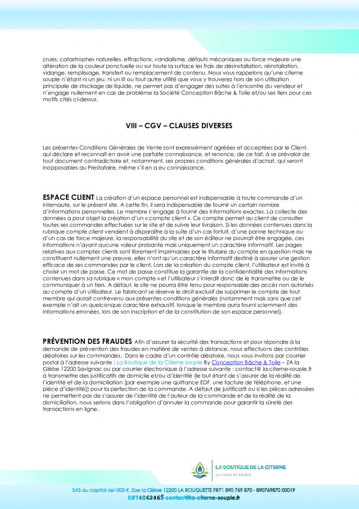 CGV - Conditions générales de ventes. Page 6